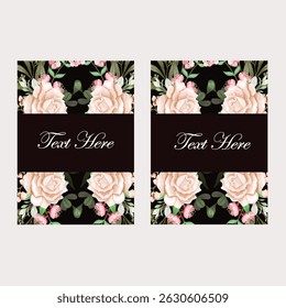 Hand drawn wedding invitation card rose template. Watercolor card with gold frame texture, geometric, colourful floral, Organic leaves. Elegant botanical Floral vector with cherry blossom background