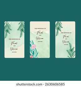 Hand drawn wedding invitation card rose template. Watercolor card with gold frame texture, geometric, colourful floral, Organic leaves. Elegant botanical Floral vector with cherry blossom background