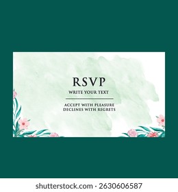 Hand drawn wedding invitation card rose template. Watercolor card with gold frame texture, geometric, colourful floral, Organic leaves. Elegant botanical Floral vector with cherry blossom background