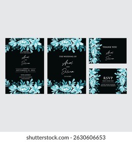 Hand drawn wedding invitation card rose template. Watercolor card with gold frame texture, geometric, colourful floral, Organic leaves. Elegant botanical Floral vector with cherry blossom background