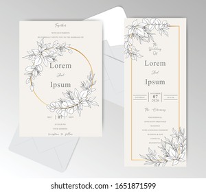 Hand Drawn Wedding Invitation Cards Template