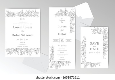 Hand Drawn Wedding Invitation Cards Template