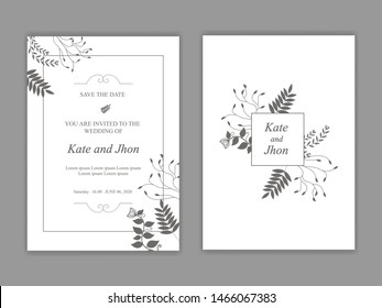 Hand drawn wedding invitation template vector.
