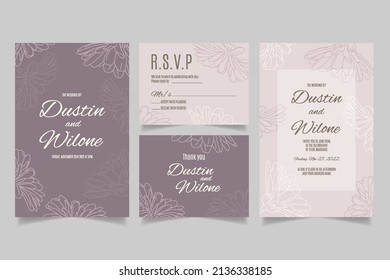Hand drawn wedding invitation template with flowers