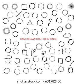 Hand drawn wedding logo creation kit. 