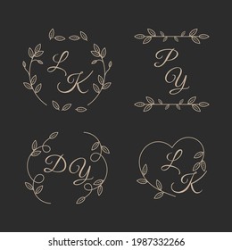 Hand Drawn Wedding Monogram Logo Collection. - Vector.