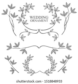 Hand drawn wedding ornament collection vector