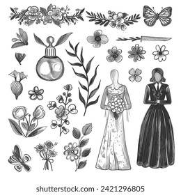 Hand Drawn of Wedding Ornament Collection