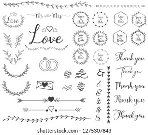 Hand drawn wedding ornaments