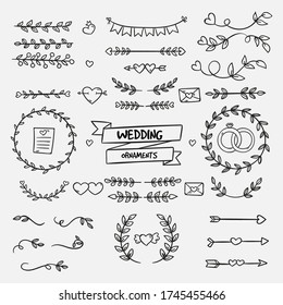 Hand drawn wedding ornaments design