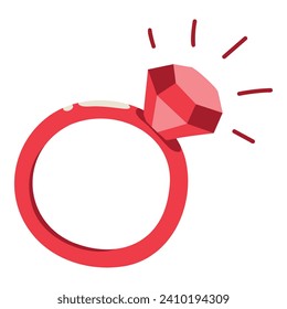 Hand Drawn Wedding Ring, Cartoon Engagement Diamond Ring. Element for Valentines Day, Wedding and Love Concept Vector Illustration.