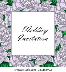 Hand Drawn Wedding Rose Frame. Flower Template for wedding, holiday, celebration. Rose for print, tattoo and digital art. Vector