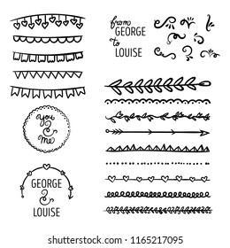 Hand drawn wedding seamless decorations