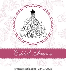 Hand drawn wedding template. Wedding template in doodle style. Bridal shower card.