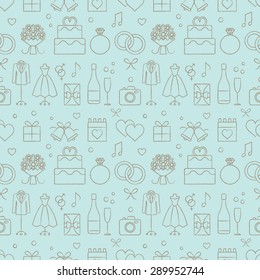 Hand drawn wedding themed vector seamless pattern background 2