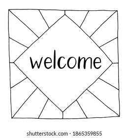Grabación de bienvenida a mano en un marco.