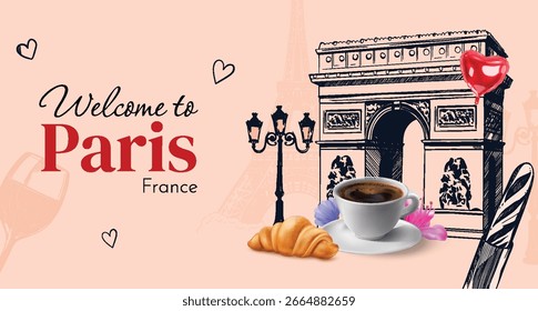 Hand Drawn Welcome to Paris Background