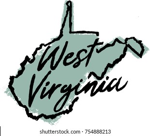 Hand Drawn West Virginia State Illustration