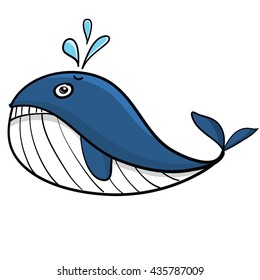 Hand drawn , whale cartoon