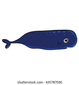 Hand drawn , whale cartoon