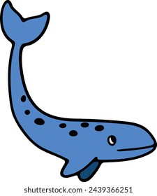 Hand Drawn whale in flat style isolated on background