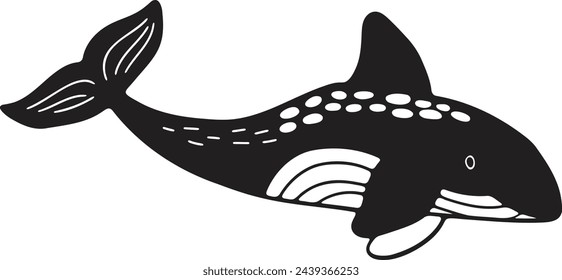 Hand Drawn whale in flat style isolated on background