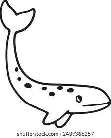 Hand Drawn whale in flat style isolated on background