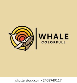 Hand Drawn Whale Logo Symbol Design illustration vector Icon Emblem