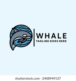 Hand Drawn Whale Logo Symbol Design illustration vector Icon Emblem