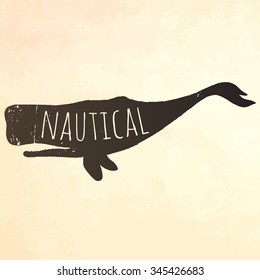 Hand drawn whale. Vector illustration.