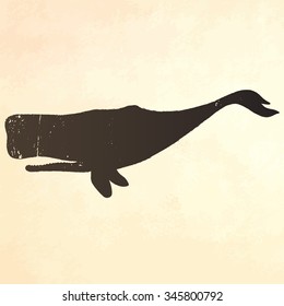 Hand drawn whale. Vector illustration.
