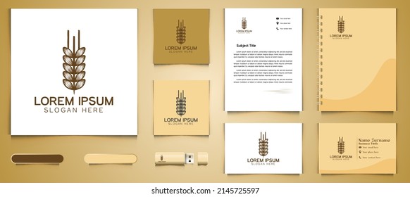 hand drawn wheat, grain, corn, agriculture logo and business branding template Designs Inspiration Isolated on White Background