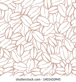 Hand drawn wheat grain.  Vector  seamless pattern