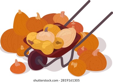 Hand drawn wheelbarrow filled
