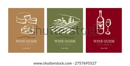 Hand drawn whimsical crayon wine list set. Vector isolated sketch line art doodle illustration. Mediterranean food and drinks menu design