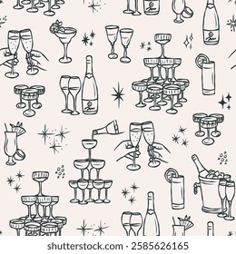 Hand drawn whimsical drinks background