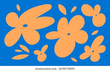 Hand drawn whimsical flowers vector set