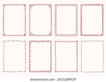hand drawn whimsical frame border set collection
