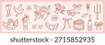 Hand drawn whimsical romantic elements collection