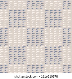 Hand drawn whimsical scribble lines check seamless pattern. Vector painterly textured organic marks and grid stripes background. Playful abstract geometric sketchy repeat all over print. 