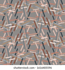 Hand drawn whimsical scribble lines seamless pattern. Vector painterly textured organiccriss cross marks background. Playful gender neutral abstract geometric sketchy repeat all over print.