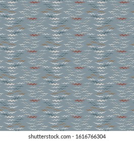 Hand drawn whimsical scribble lines seamless pattern. Vector painterly textured organic marks and stripes background. Playful gender neutral abstract geometric sketchy repeat all over print. 