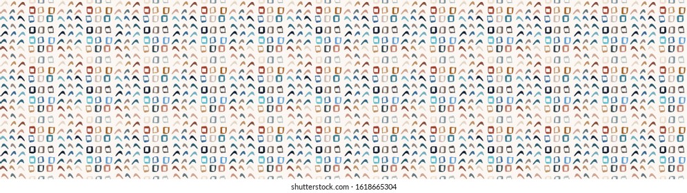 Hand drawn whimsical scribble lines seamless border pattern. Vector painterly textured organic marks and stripes banner background. Playful gender neutral abstract geometric sketchy ribbon trim edge