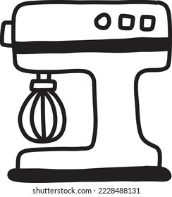 Hand Drawn Whisks of mixer whip cream machine illustration isolated on background