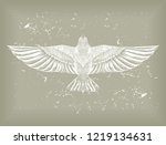 Hand drawn white bird on the grey background. Symbol of freedom. Flying dove.