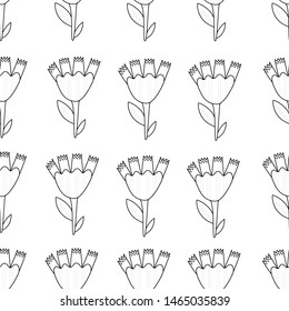 Hand drawn white and black naive flowers vector seamless pattern. Pattern for kids fabric, wrapping and wall paper.