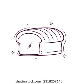 Hand Drawn White Bread. Doodle Vector Sketch Illustration