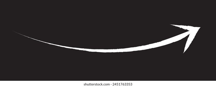 Hand drawn  white brush arrow vector isolated on a black background 