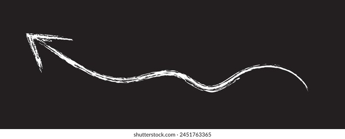 Hand drawn  white brush arrow vector isolated on a black background 