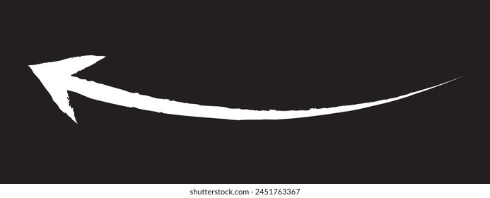 Hand drawn  white brush arrow vector isolated on a black background 